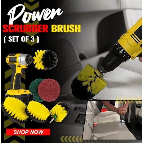 2/3.5/4 inch Electric Drill Brush Power Scrubber Yellow Medium Stiffness Bristles Bathroom&Shower Cleaning Non-scratches
