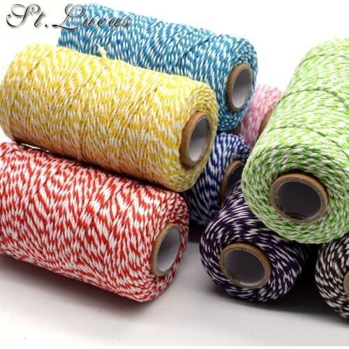 Wholesale 100meters/roll 2ply Bakers Twine String Cotton Cords Rope for home handmade Christmas gift packing Craft Projects DIY