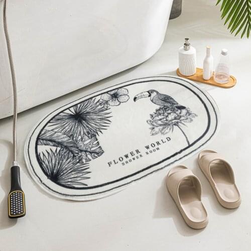 Nordic Oval Bath Mat Water Absorption Carpets Retro Doormat for Bathroom Kitchen Non-Slip Rugs Home Hotel Decor Floor Mat