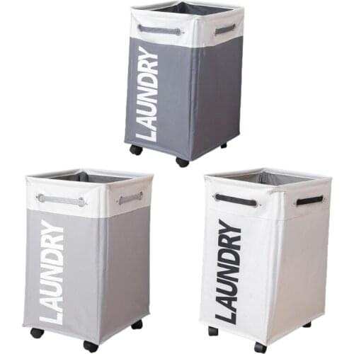 Foldable Rolling Laundry Hamper with Wheels Waterproof Collapsible Clothes Basket Toys Organizer N2UC