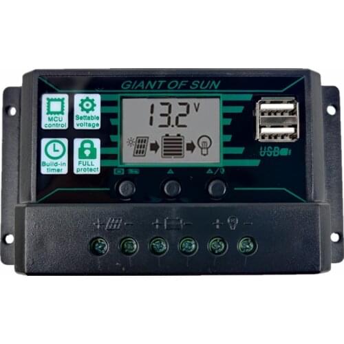 Solar Controller MPPT PWM 10A 20A 30A 60A 100A Solar Panel Battery Regulator 5V/2A Dual USB LCD Display Solar Controller