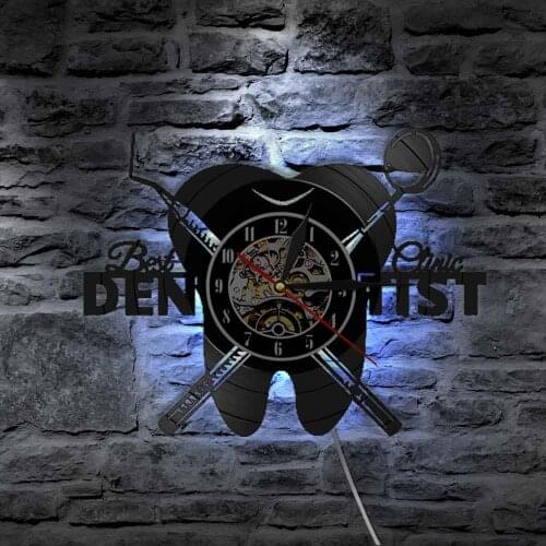 Dentist Equipment Wall Art Clock Orthodontist Vinyl Record Wall Clock Dental Office Teeth Wall Decor Nurse Appreciation Gift
