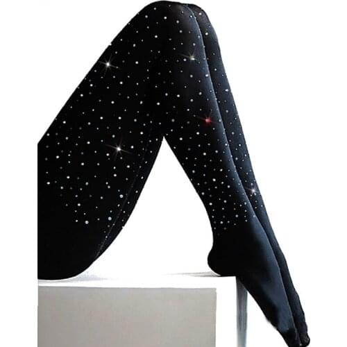 Rhinestone Figure Skating Pants Pantyhose Adult Children Gymnastics Ice Skating Pant Socks Shining Girls Tights Fitness Leggings