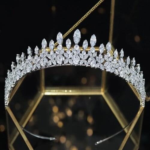 Trendy Cubic Zirconia Wedding Bridal Tiaras Sweet 16 Princess Crowns CZ Pageant Headpieces Zircon Party Prom Hair Accessories