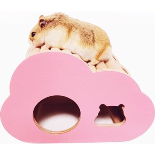 Cloud-shaped Hamster Shelter Golden Bear Dwarf Rat Small Animals Nest Wooden Hamster Nest Hamster Cage Landscaping Supplies