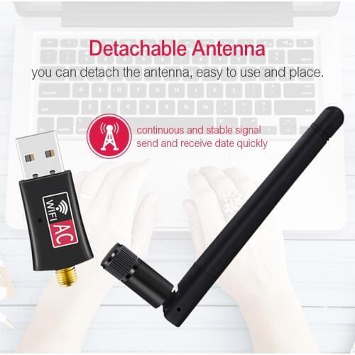 USB Wifi Adapter AC600 Dual Band 600Mbps Network Card Receiver WiFi with Antenna PC Computer Network Card Wifi Receiver