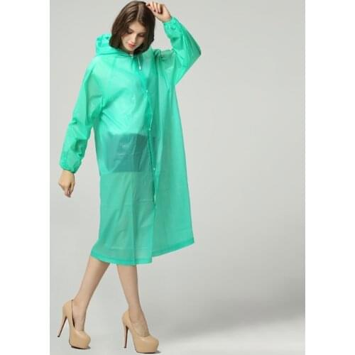 Women Portable Reusable Raincoat Outdoor Rainwear Waterproof Hooded Rain Cover Y9UA