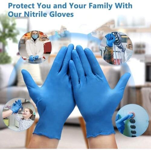 100pcs Black/Blue Disposable Nitrile Gloves Powder Free Ambidextrous For Household Cleaning Use Tattoo Latex Gloves Accessories