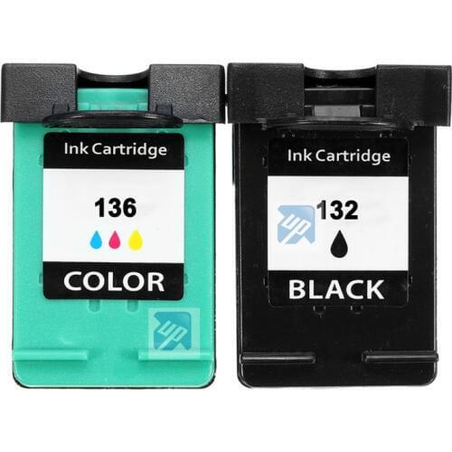 UP 2Pcs Compatible Ink cartridge replacements For HP 132 136 For HP Deskjet 5420 5420V 5440 5440XI Photosmart C3100 C3110 c3125