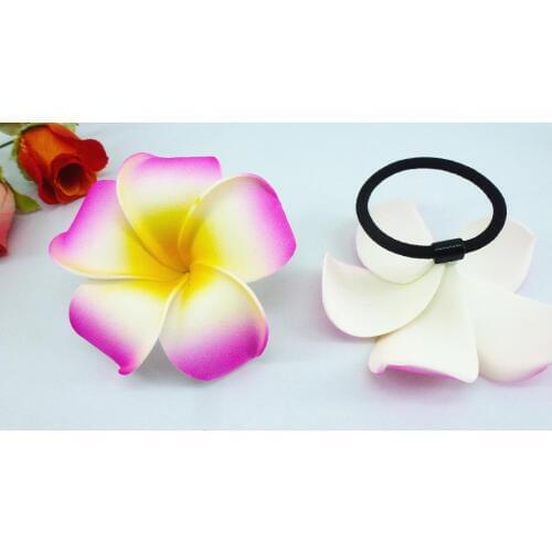 20 New rose red color Foam Hawaiian Plumeria flower Frangipani Flower bridal hair bands elastic bands 6cm