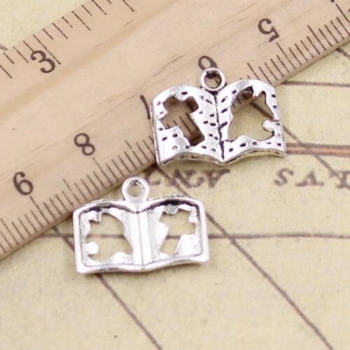 20pcs Charms Dove Cross Book 13x17mm Tibetan Bronze Silver Color Pendants Antique Jewelry Making DIY Handmade Craft