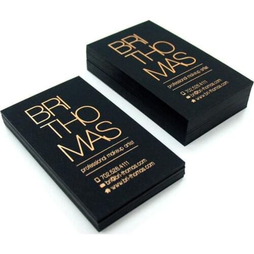 200Pcs Business Cards Printed On 500gsm Uncoated Black Paper Foil On Double Sided Name Card (Matte Gold) Free design