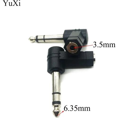 6.5 6.35mm Male Plug to 3.5mm Female Connector 90 degree Headphone Amplifier Audio Adapter Microphone AUX 6.3 3.5 mm Converter