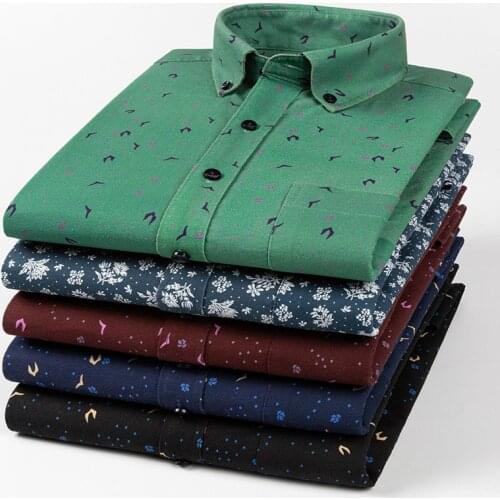 M-1 Autumn Men Floral Print Shirts Casual Slim Gentlemen Luxury Business Party All-Match Long Sleeve Comfortable Male Camicia