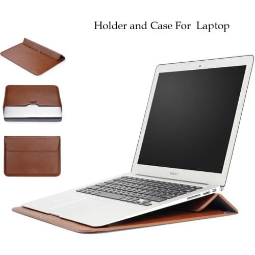 PU Leather Laptop sleeve case with Stand Holder Bag for Macbook pro 13 11 Air 13 Pro 13.3 retina 15'' Laptop bag notebook case