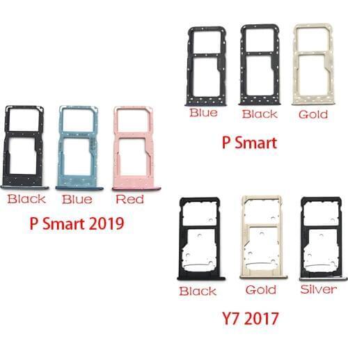 SIM Card Slot SD Card Tray Holder Adapter For Huawei Y7 Y6 Pro 2017 P Smart 2019 SIM Card Tray Replacement Spare Parts