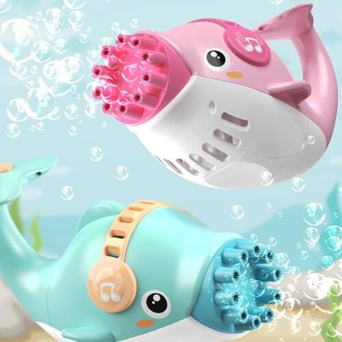 Kids Dolphin Magic Automatic Bubbles Machine Automatic Soap Bubble Maker Gun Wedding Supplies Birthday Gift Summer Swimming Toys
