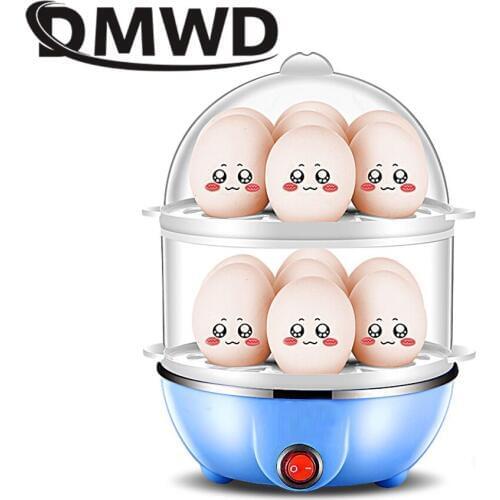 DMWD Multifunctional 2 layers Electric Boiler Egg Cooker Poacher Food Steamer Automatic Safe Power-off Cooking Device EU US Plug