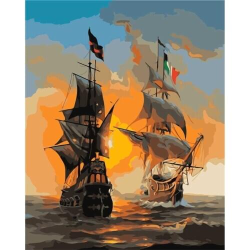 Home Decoration Wall Painting Factory Wholesale Accept Booking Sailboat On The Sea Painting By Numbers