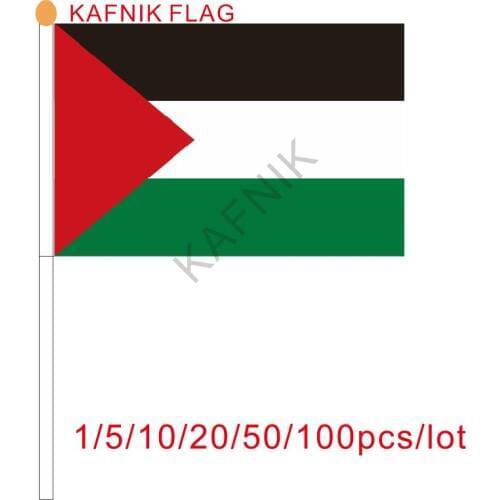 KAFNIK ,10/20/50/100pcs Palestine flag free shipping Hand waving Flag Palestine National Flag 14*21 cm