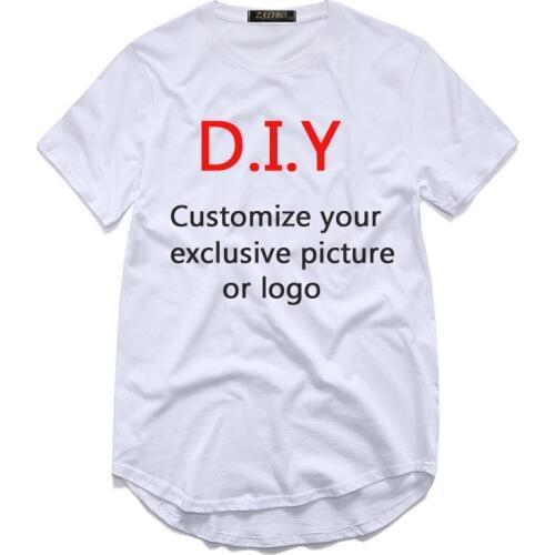 Customize Your Exclusive Design t shirt men DIY print Mens extended streetwear t-shirt long line hip hop tshirt DZS5MC