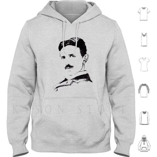 Nikola Tesla Drawing Hoodies Long Sleeve Nikolatesla Tesla Art Pencil Drawing Genius Physics