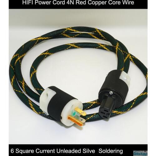 IWISTAO HIFI Power Cord 4N Red Copper Core Wire 6 Square Current Unleaded Silver Soldering 1.5m Free Shipping