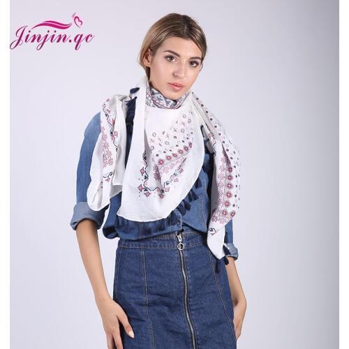 Jinjin.QC Brand Europe Fashion Square Silk Scarf Women Cotton Scarves And Wraps Girls Bandada And Shawl Drop Shipping
