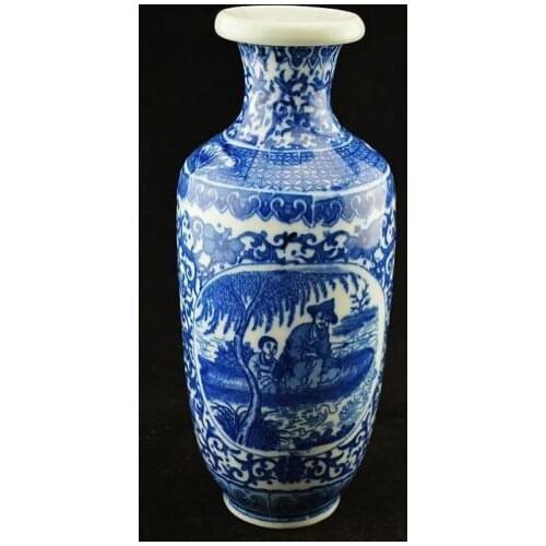 Chinese antique Painting/Blue and white porcelain Qianlong vase