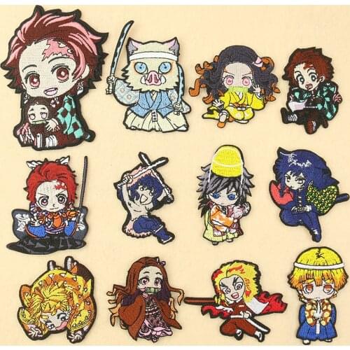 Cartoon Cute Anime Demon Slayer Embroidered Character Cloth Patch Embroidery Patch Sticker For Clothes Decoration Accessories