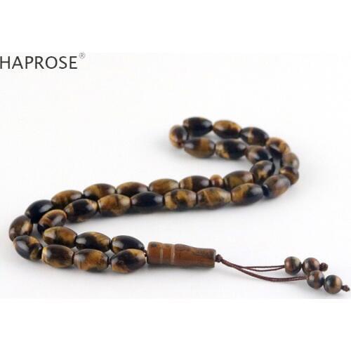 Natural stone 33 beads jewelry African tiger eye oval shape 8*11mmTasbih Allah Rosary national wind bracelet free shipping