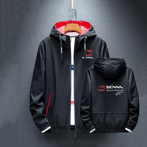 Autumn Spring New Ayrton Senna Classic Fashion Jacket Zipper Splice Windbreaker Rainproof Mans Coat Top Casual Coat Hoodies