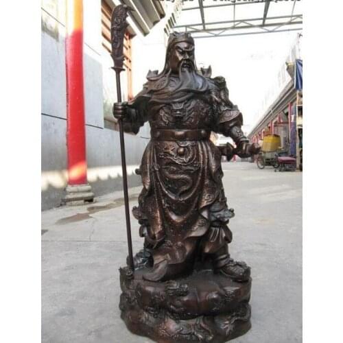 Wholesale factory 29" Large Chinese Bronze Copper Nine Dragon Guan Gong Guan Yu warrior Statue 25% off
