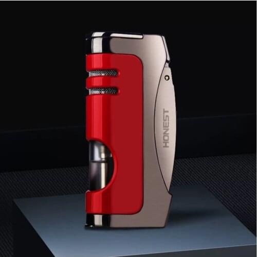Straight to the lighter, blue flame metal inflatable lighter with individual cigar knife smoking