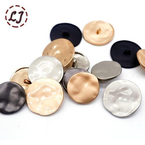 10pcs/lot fashion 25mm 22mm decorative buttons high quality Irregular plane gold buttons for shirt overcoat sewing accessory DIY