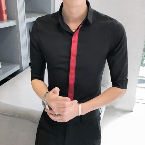Black/White Shirt Men Fashion 2020 Summer Half Sleeve Mens Casual Shirts Simple Slim Fit Formal Business Work Shirt Male Clothes