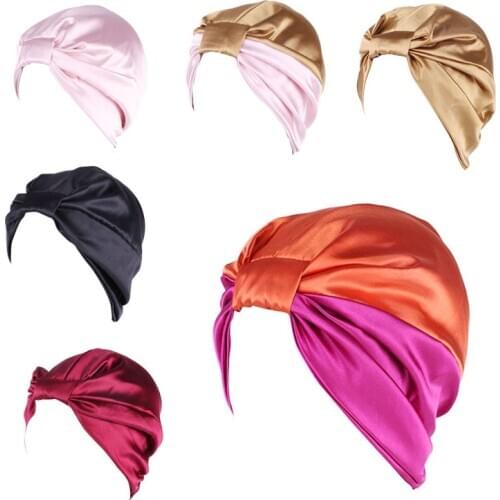 6 Colors Silk Salon Bonnet Women Sleep Shower Cap Bath Towel Hair Dry Quick Elastic Hair Care Bonnet Head Wrap Hat