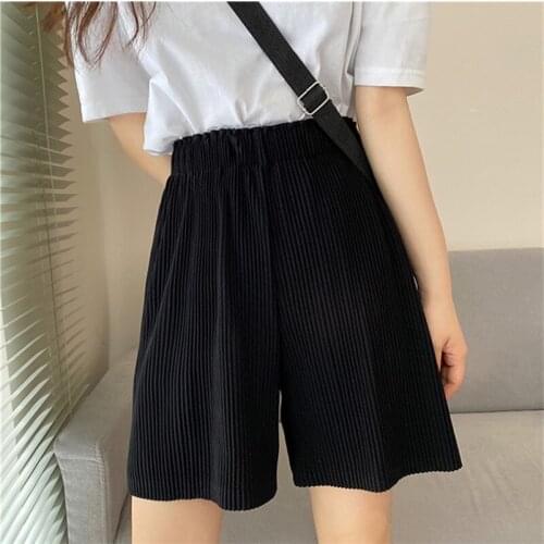 Black Rose lavender 6 Colors Women Summer Short Pants Elastic High Waist Wide Leg Shorts Casual Loose Vintage Trousers Plus Size