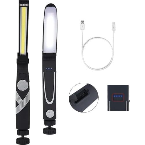 Folding 750lm COB LED Emergency Flashlight 2200mAh USB Rechargeable Work Light 180 Inspection Lamp Portable Camping Torch