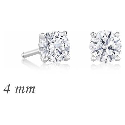 Tevuli 925 Sterling Silver Round Solitaire Zircon Earrings-4mm