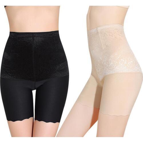 Women Short Pants Solid Color Seamless Ice Silk Panties High Waist Seamless Anti Emptied Safety Pants Slimming Underwear