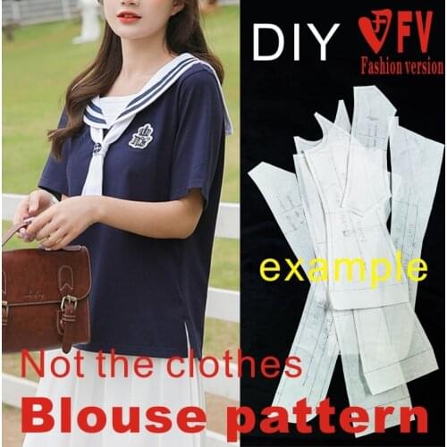 Japanese navy collar sailor JK uniform shirt pattern 1:1 clothing cutting structure design drawing BXS-57