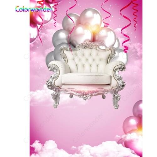 Colorwonder Vinyl Photography Background 5x7ftBaby shower Newborn Birthday Party Balloon Ribbon Sofa Studio Photography Backdrop