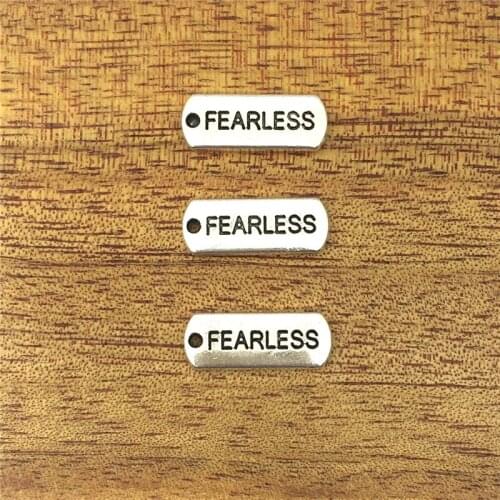 10pcs FEARLESS 20*8mm Antique Pendant Accessories, Vintage Tibetan Silver, DIY Bracelet Necklace