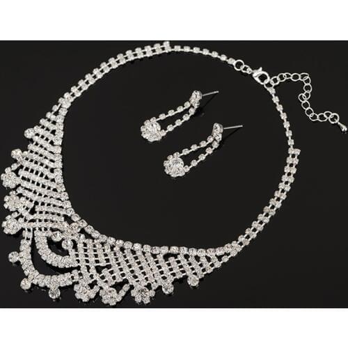 YFJEWE Wedding Party Big Rhinestone African Pendants Necklaces Jewelry Sets for Gift N334