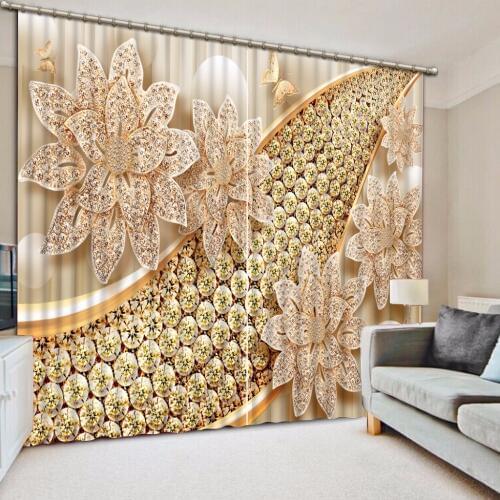 Jewelry flowers 3D Curtains Kitchen For Bedroom Blackout Curtains Window Curtain Living room Window