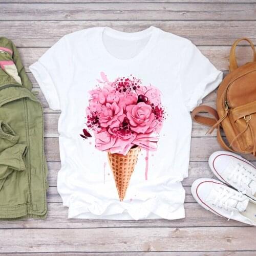 Womens Graphic Female Tee T-Shirt Women Summer Short Sleeve Floral Flower Fashion Lady T-shirts Top T Shirt Ladies