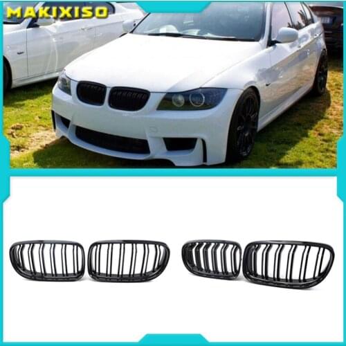 Dual Slat Kidney Grille Gloss Black for BMW E90 3 Series Sedan LCI 09-11 Double Slat Sport Style Gloss Black 1 Pair