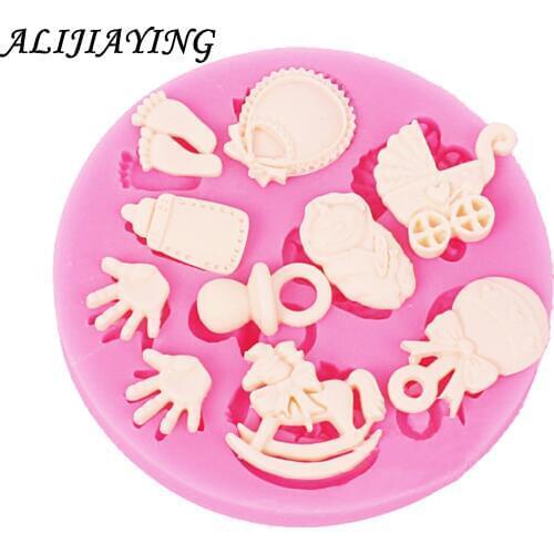 1Pcs Trojan Silicone Mold Baby Theme Baby Carriage Baking Pan Cake Decorating Tools Chocolate Mold Cake Stencils DIY Tool D0300