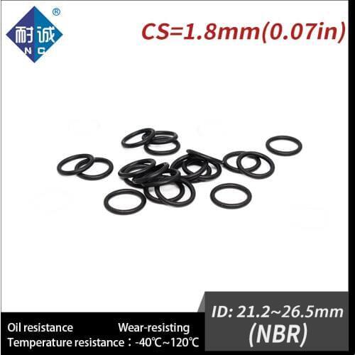 10PCS/lot Rubber Black NBR CS1.8mm ID21.2/22.4/23.6/25/25.8/26.5mm O Ring Gasket Oil resistant waterproof